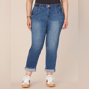 NWT Democracy Ab-Solution Girlfriend Jeans 24W Plus Ankle Blue Denim